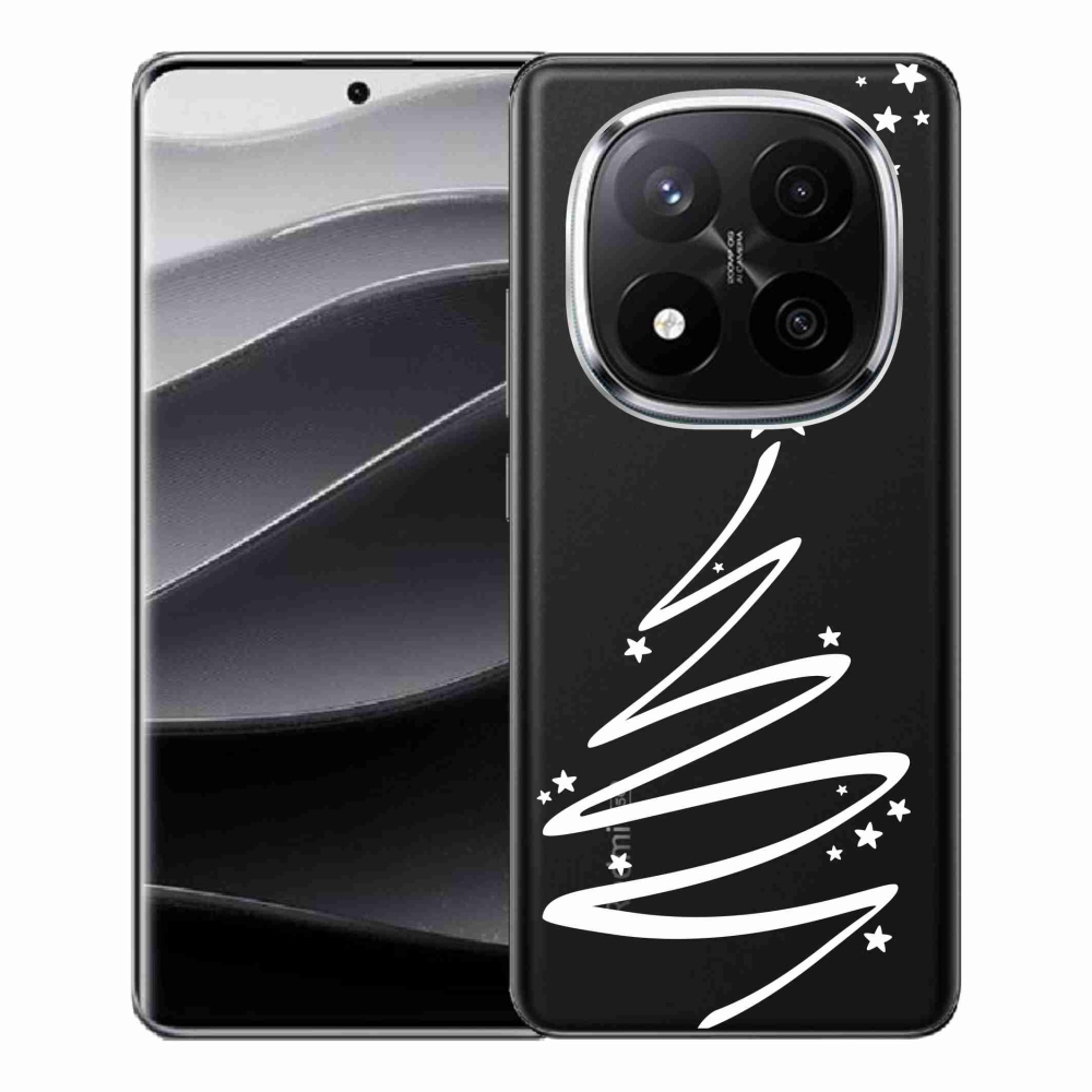 Gelový kryt mmCase na Xiaomi Redmi Note 14 Pro+ 5G - bílý stromeček na průhledném pozadí