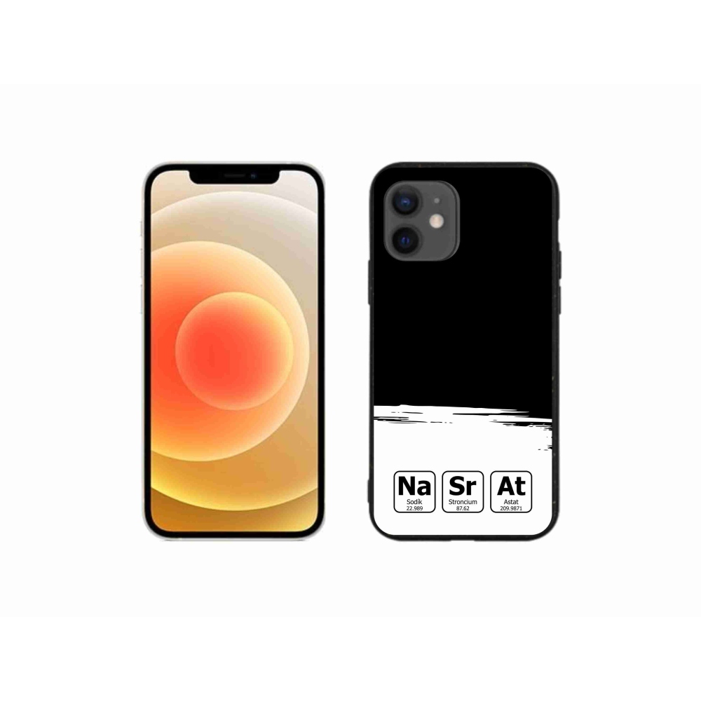 Gelový kryt mmCase na iPhone 12 mini - chemické prvky bíločerné pozadí