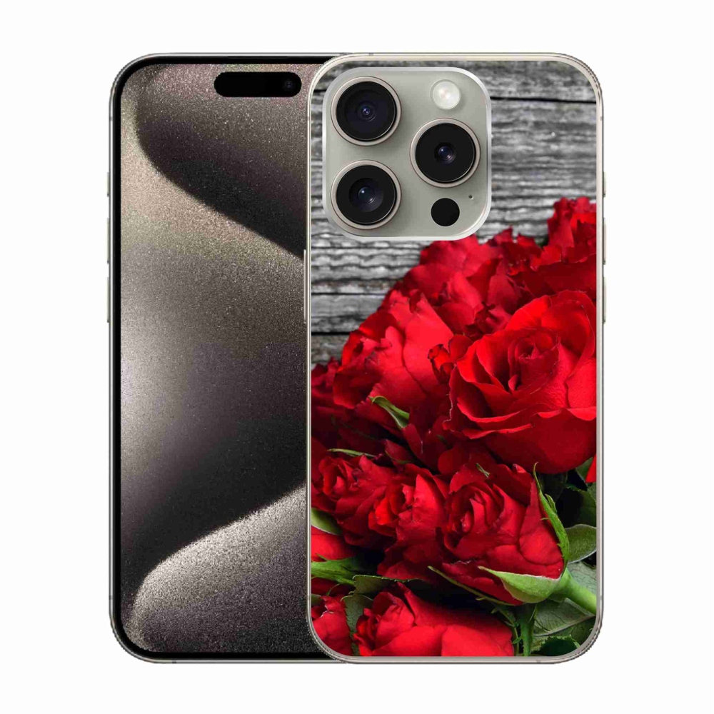 Gelový kryt mmCase na iPhone 15 Pro - červené růže