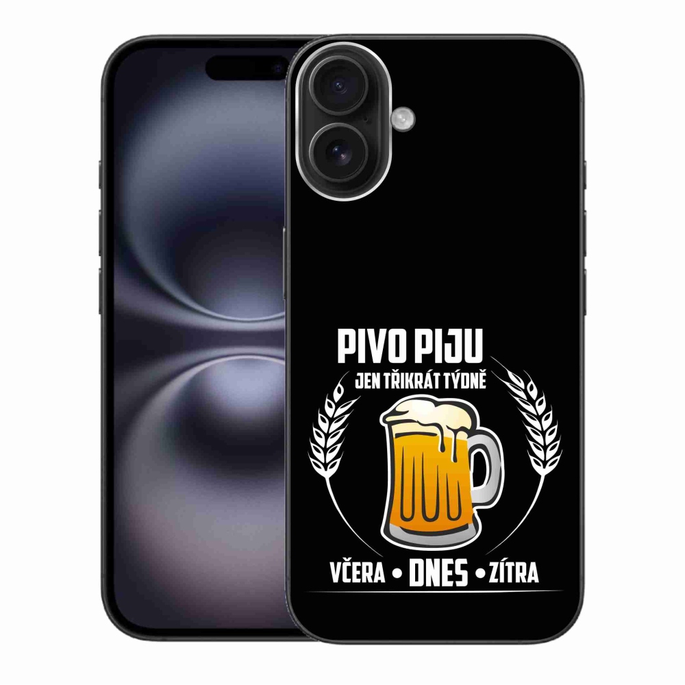 Gelový kryt mmCase na iPhone 16 Plus - pivní motiv černé pozadí