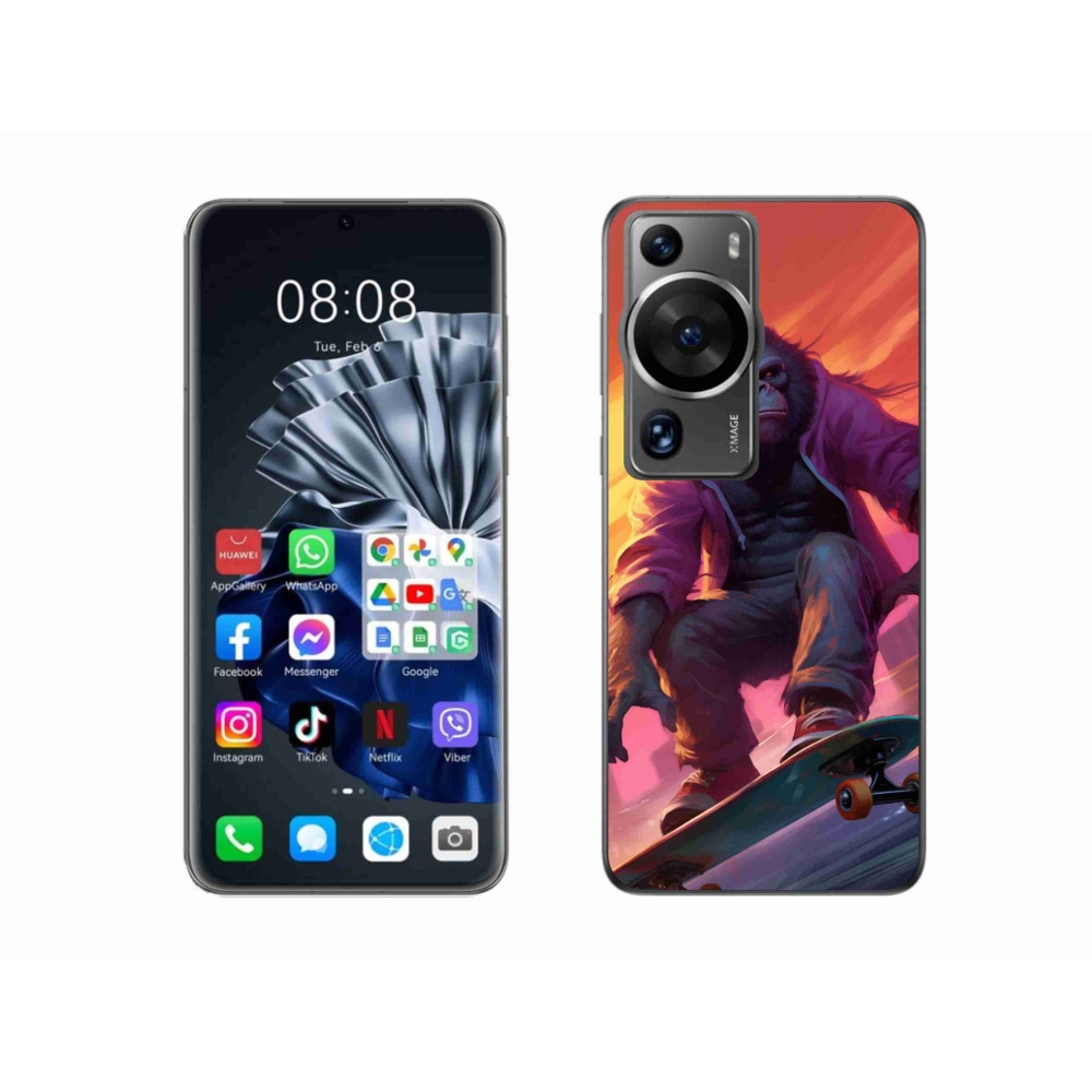 Gelový kryt mmCase na Huawei P60 Pro - gorila na skateboardu