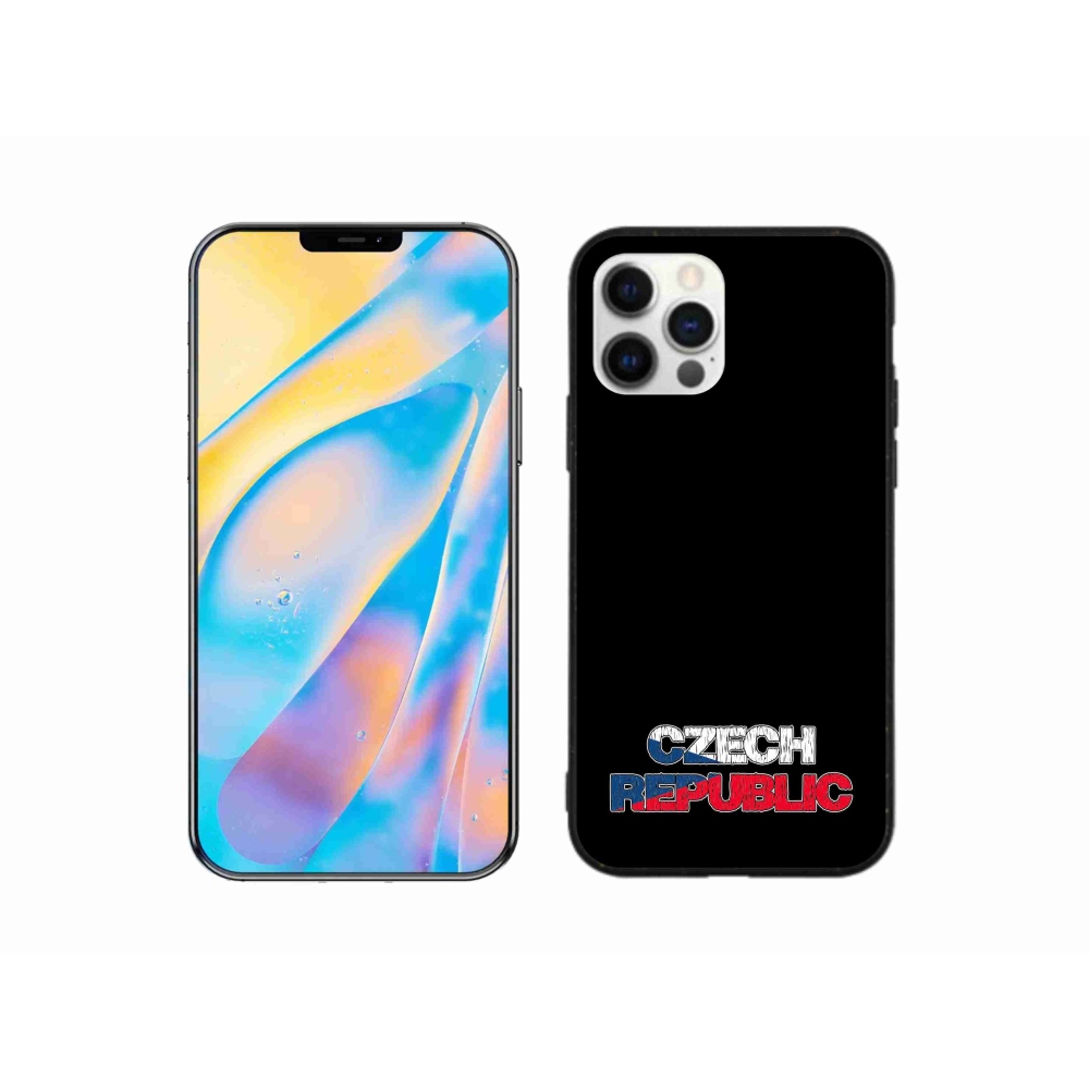 Gelový kryt mmCase na iPhone 12 - Czech Republic černé pozadí