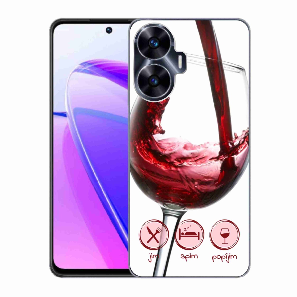 Gelový obal mmCase na Realme C55 - sklenička vína červené
