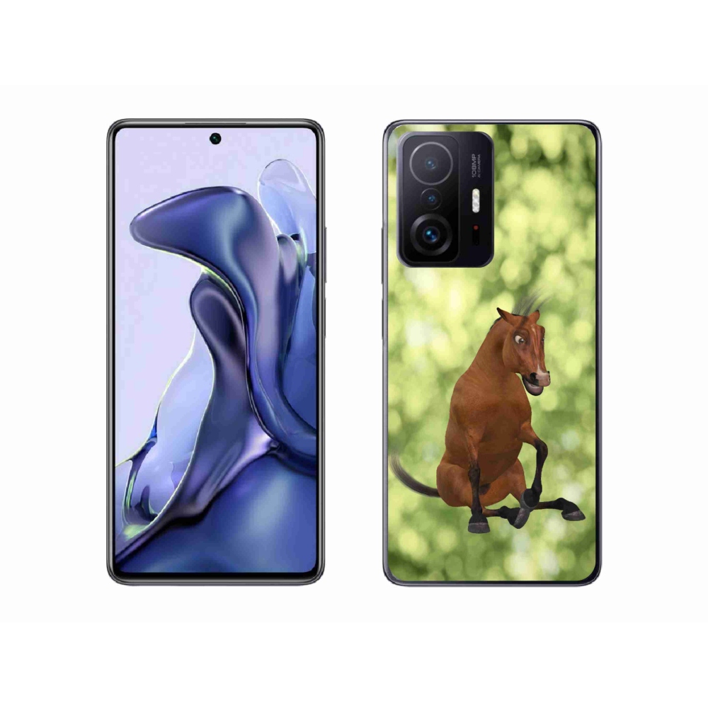 Gelový kryt mmCase na Xiaomi 11T - hnědý kreslený kůň 1