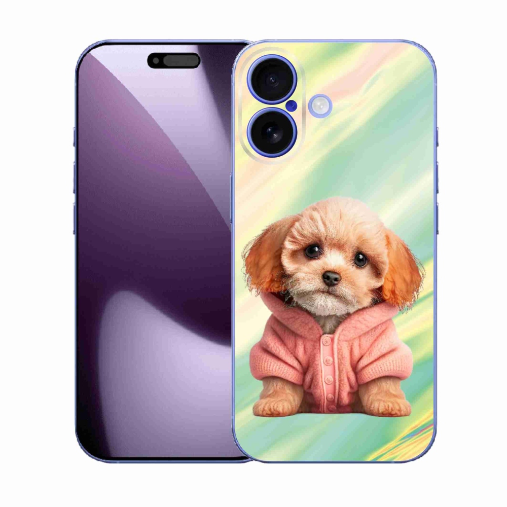 Gelový kryt mmCase na iPhone 17 - štěně ve svetru