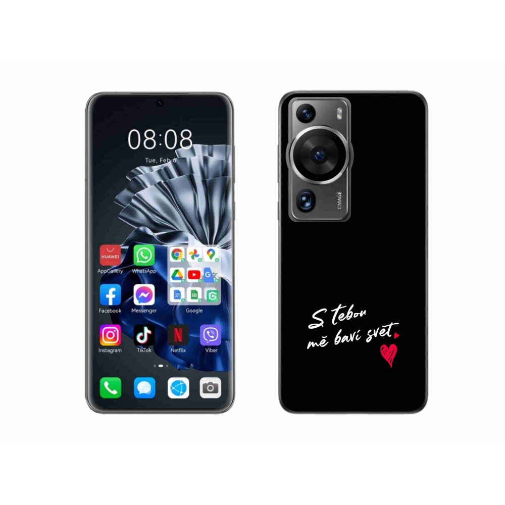 Gelový kryt mmCase na Huawei P60 Pro - zamilovaný text 1 černé pozadí