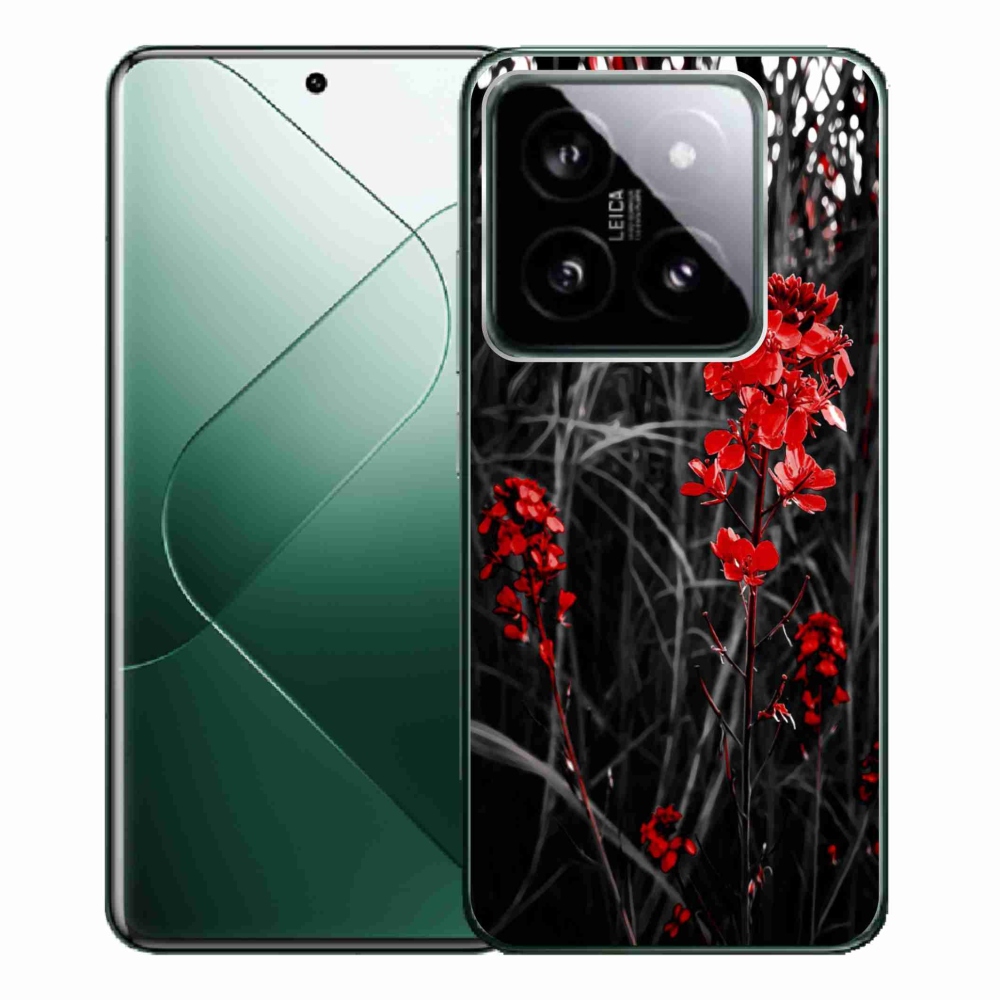 Gelový kryt mmCase na Xiaomi 14 Pro - červená rostlina