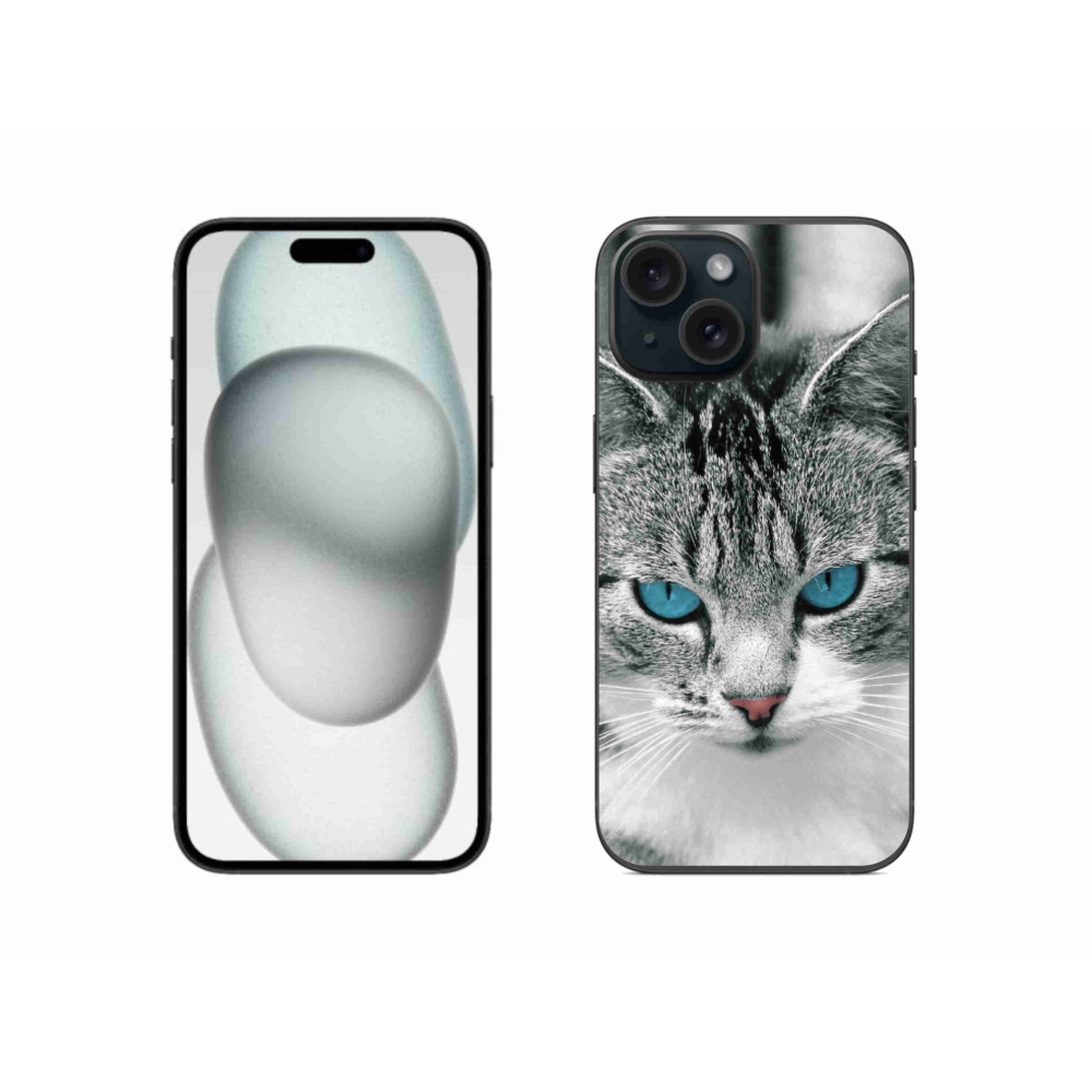 Gelový kryt mmCase na iPhone 15 - kočičí pohled 1