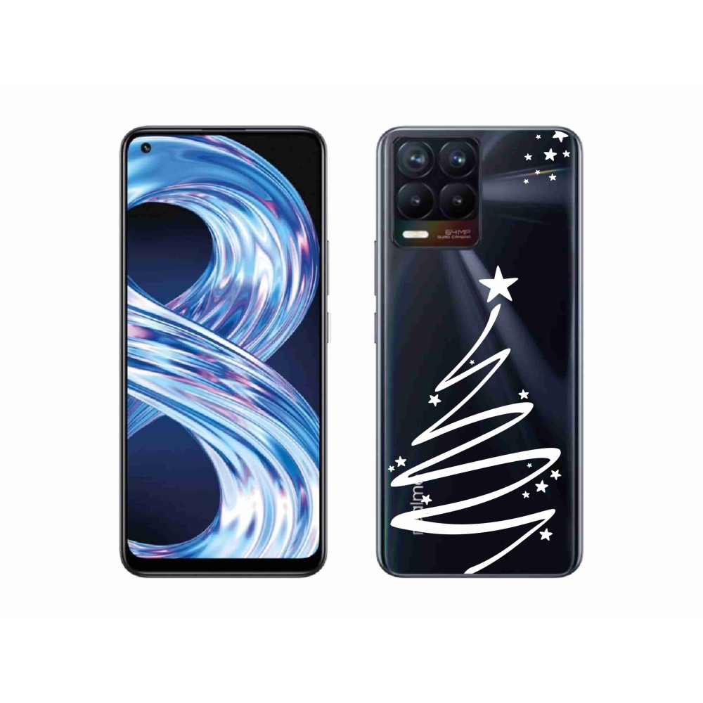 Gelový kryt mmCase na Realme 8 Pro - bílý stromeček na průhledném pozadí