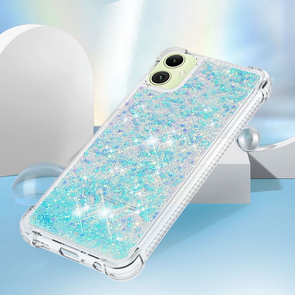 Glitter přesýpací gelový obal na Samsung Galaxy A07 4G - modrý/hvězdičky
