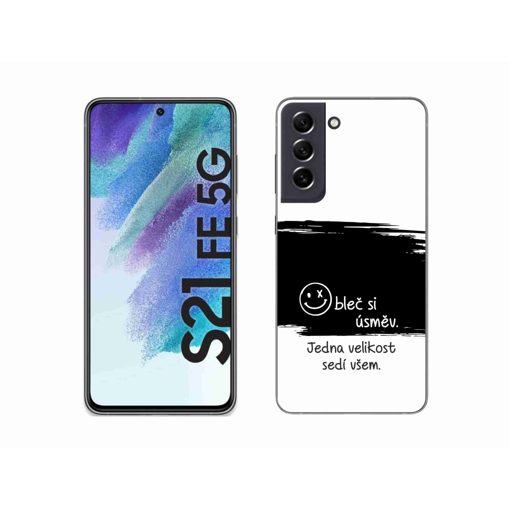 Gelový kryt mmCase na Samsung Galaxy S21 FE 5G - vtipný text 8 černobílé pozadí