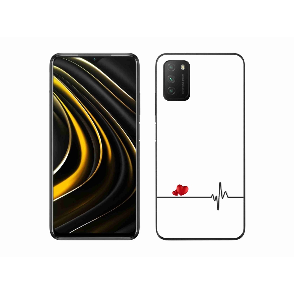Gelový kryt mmCase na Xiaomi Poco M3 - srdce a tep bílé pozadí