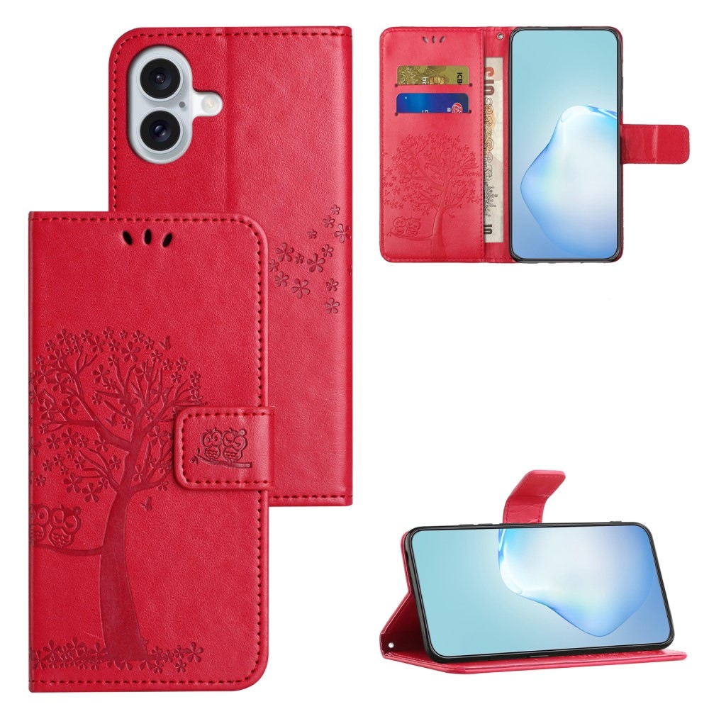 Tree knížkové pouzdro na iPhone 16 - červené
