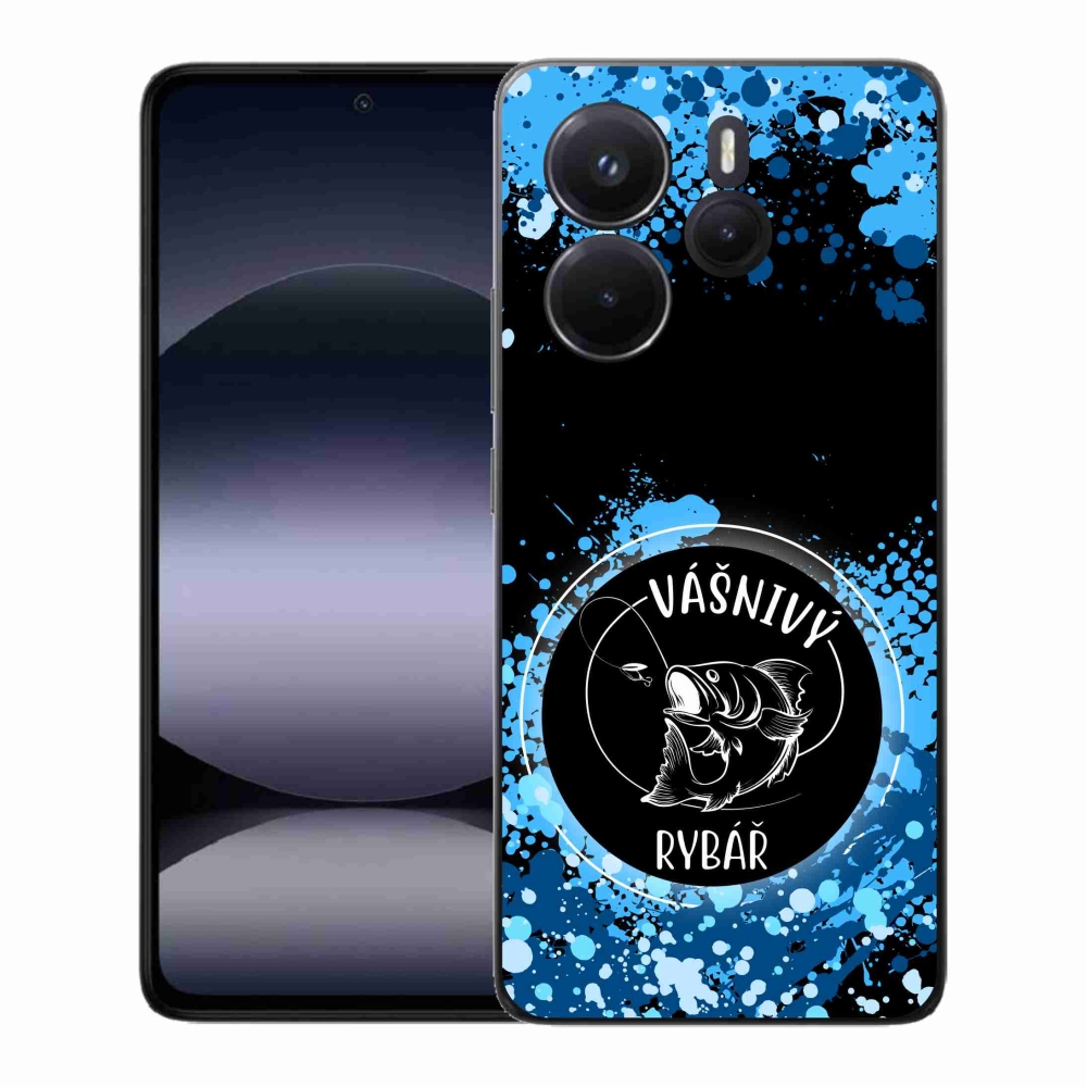 Gelový kryt mmCase na Xiaomi Redmi Note 14 - vášnivý rybář černé pozadí