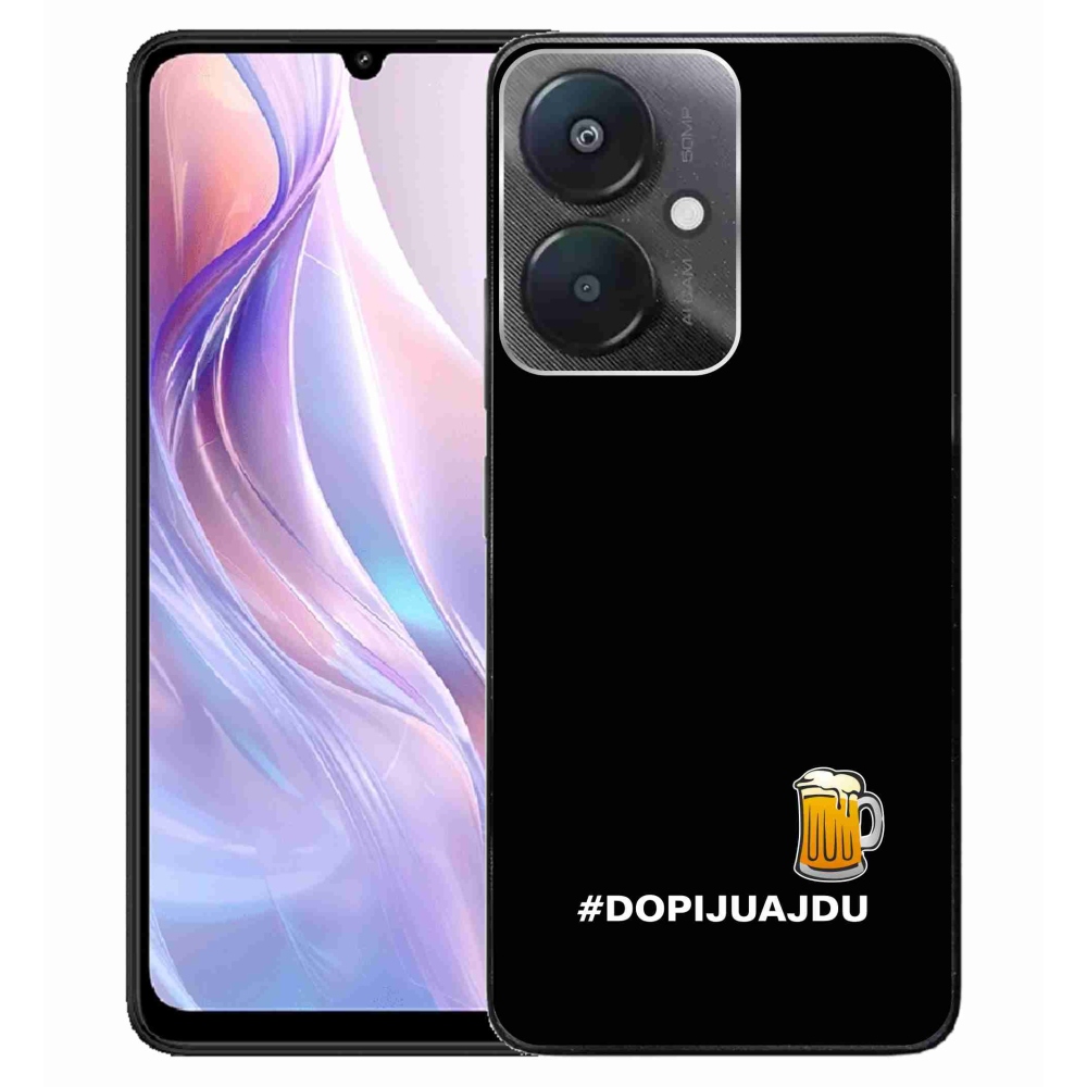 Gelový kryt mmCase na Xiaomi Redmi 13C 5G  - pivní motiv 1 černé pozadí