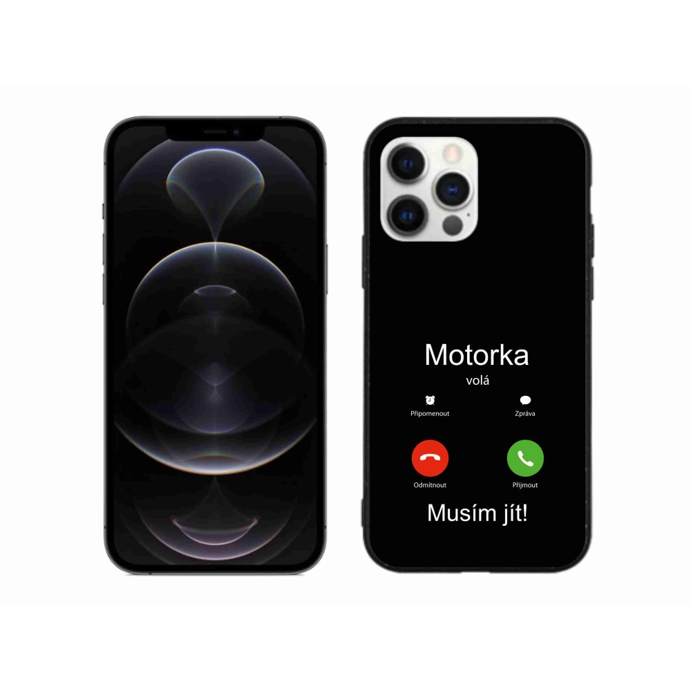 Gelový kryt mmCase na iPhone 12 Pro Max - motorka volá černé pozadí