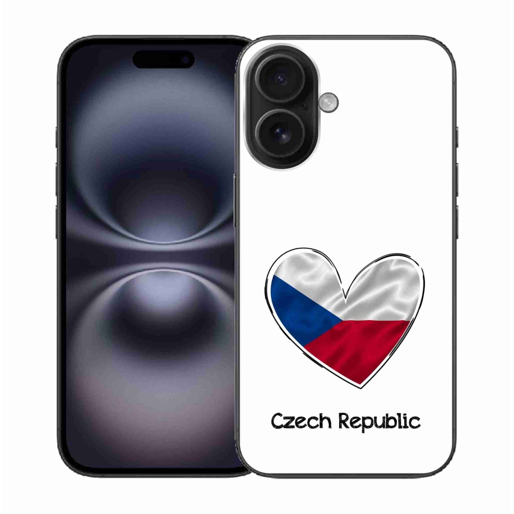 Gelový kryt mmCase na iPhone 16 - vlajka srdce bílé pozadí