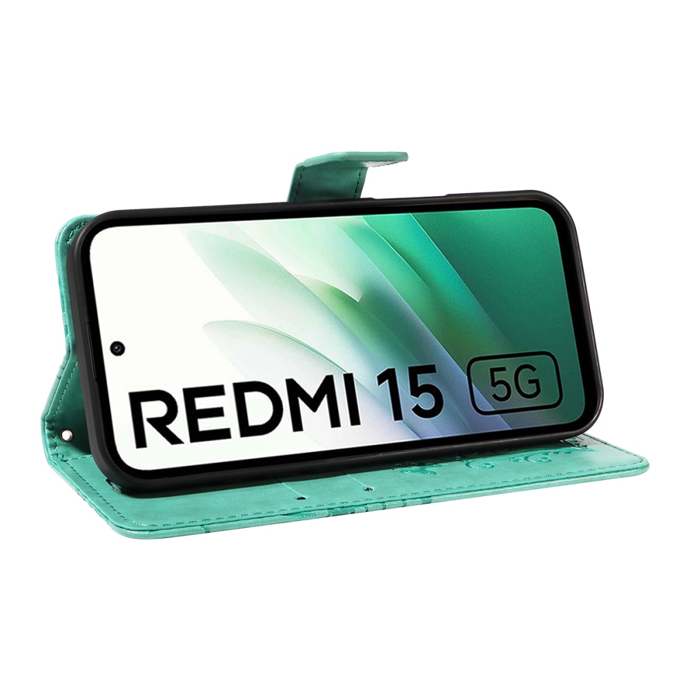 Big Butterfly knížkové pouzdro na Xiaomi Redmi 15 4G (171mm) - modrozelené
