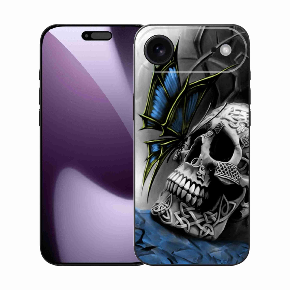 Gelový kryt mmCase na iPhone 17 Air - motýl a lebka