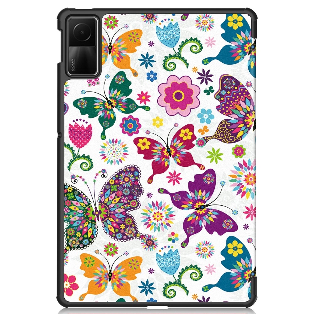 Print chytré zavírací pouzdro na Xiaomi Redmi Pad SE - motýli a květy