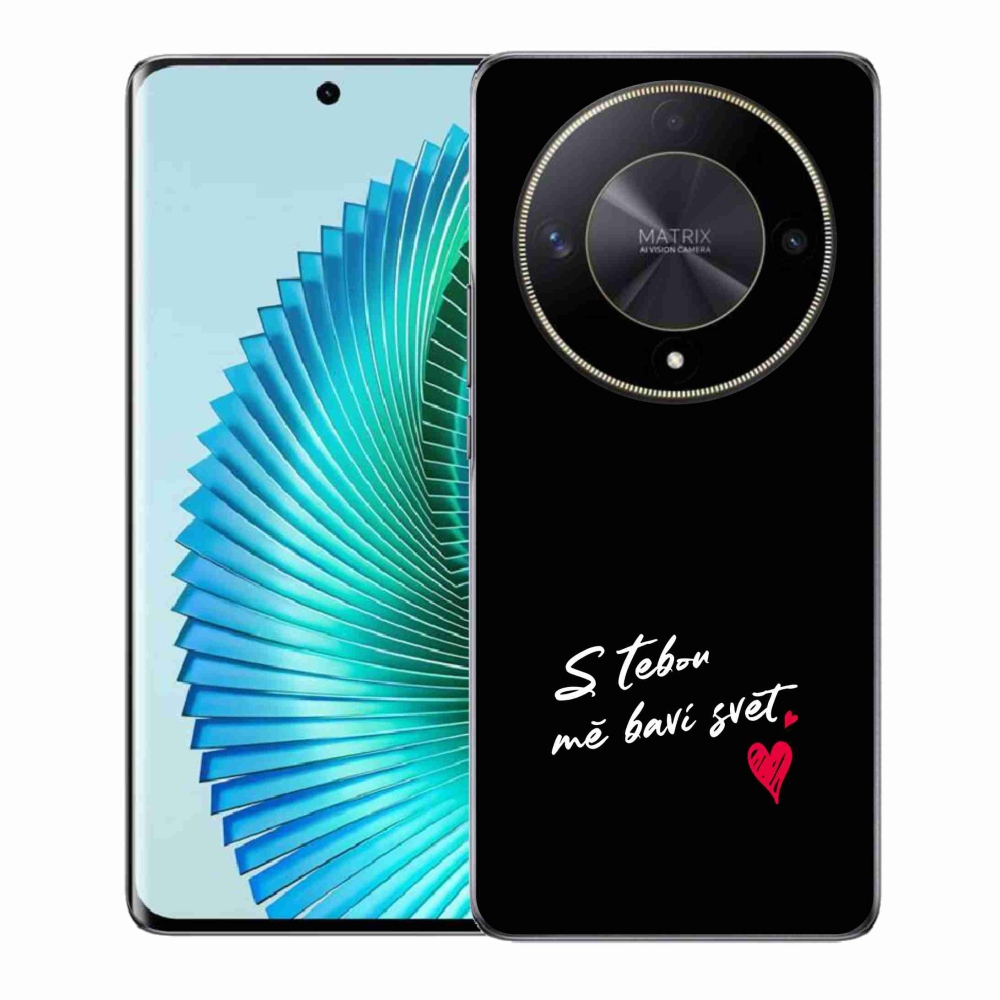 Gelový kryt mmCase na Honor Magic 6 Lite 5G - zamilovaný text 1 černé pozadí