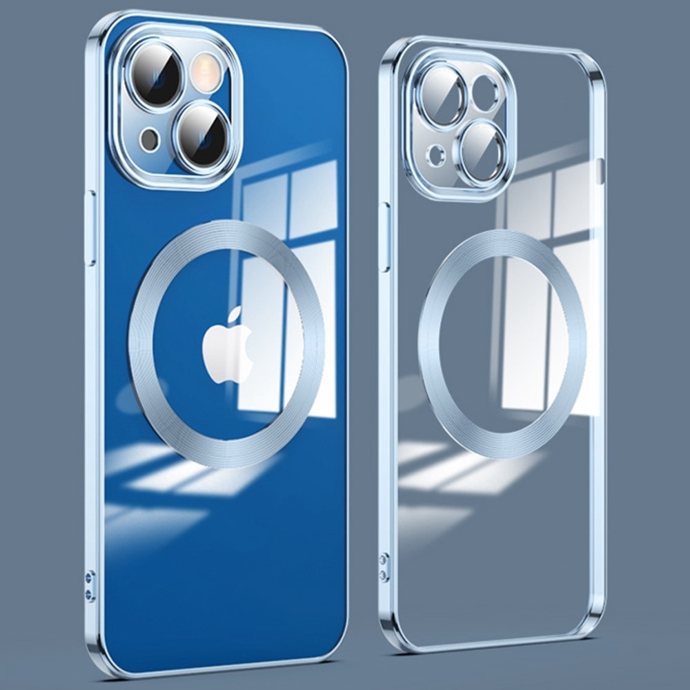Clear obal s ochranou fotoaparátu a podporou MagSafe na iPhone 14 - modrý