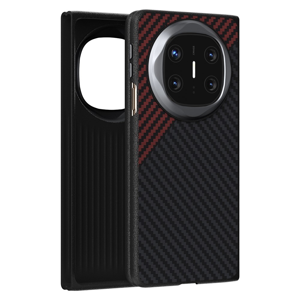ABEEL Case plastový kryt s umělou kůží na Huawei Mate X6 - černý/červený