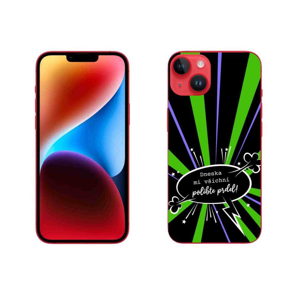 Gelový kryt mmCase na iPhone 14 Plus - vtipný text 15 černé pozadí