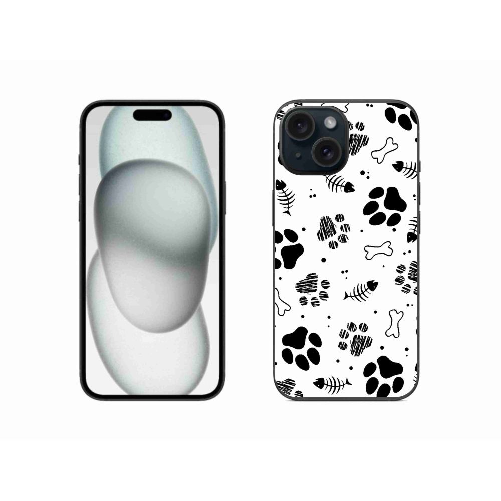 Gelový kryt mmCase na iPhone 15 - psí tlapky 1