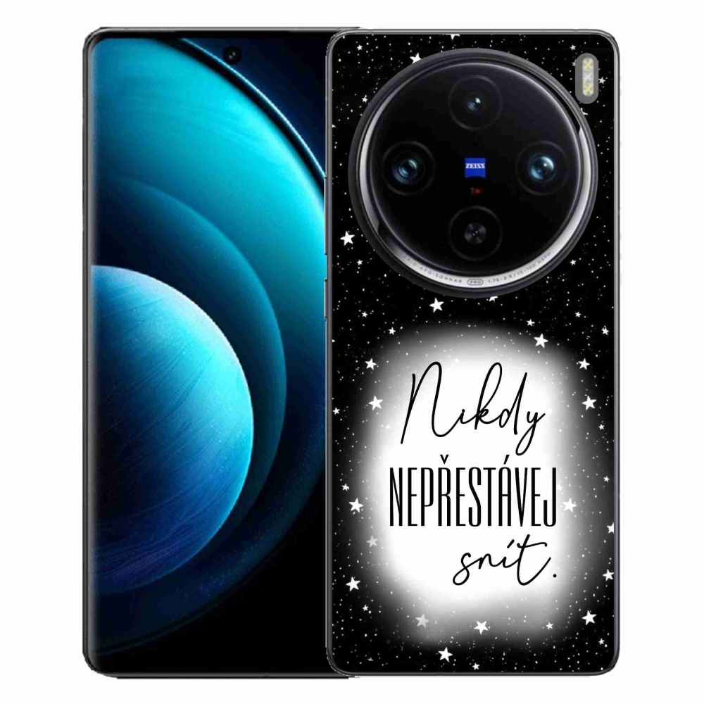 Gelový kryt mmCase na Vivo X100 Pro 5G - citát 1 bíločerné pozadí