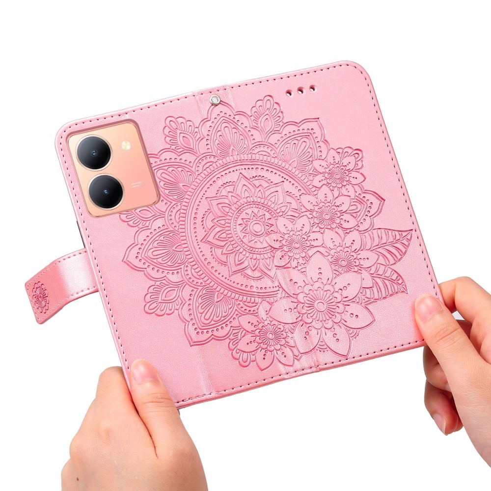 Floral knížkové pouzdro na Vivo Y36 - růžové