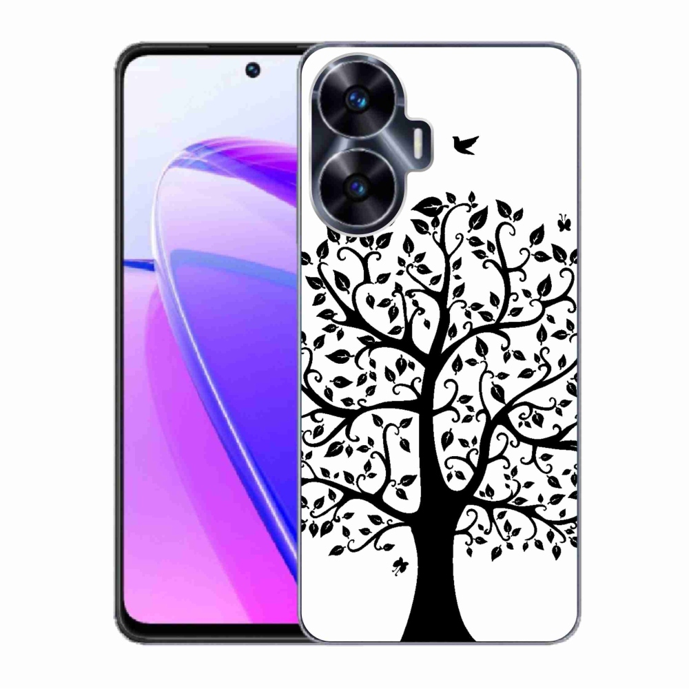 Gelový kryt mmCase na Realme C55 - černobílý strom