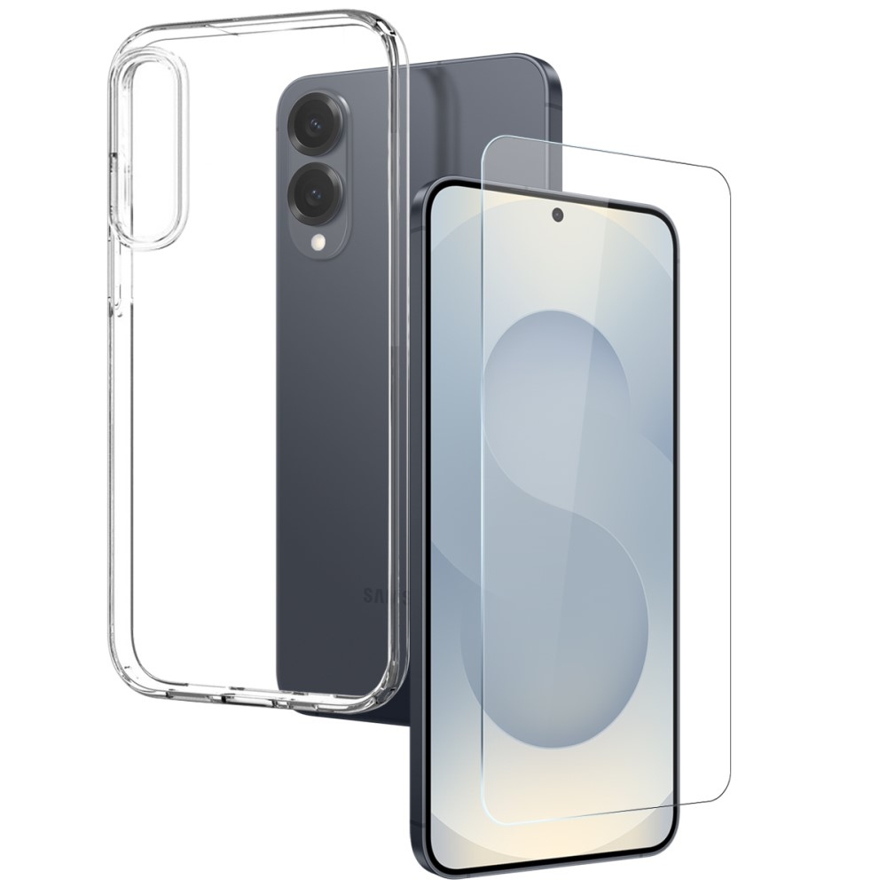 NORTHJO průhledný gelový obal + tvrzené sklo na Samsung Galaxy S25 Edge - průhledný