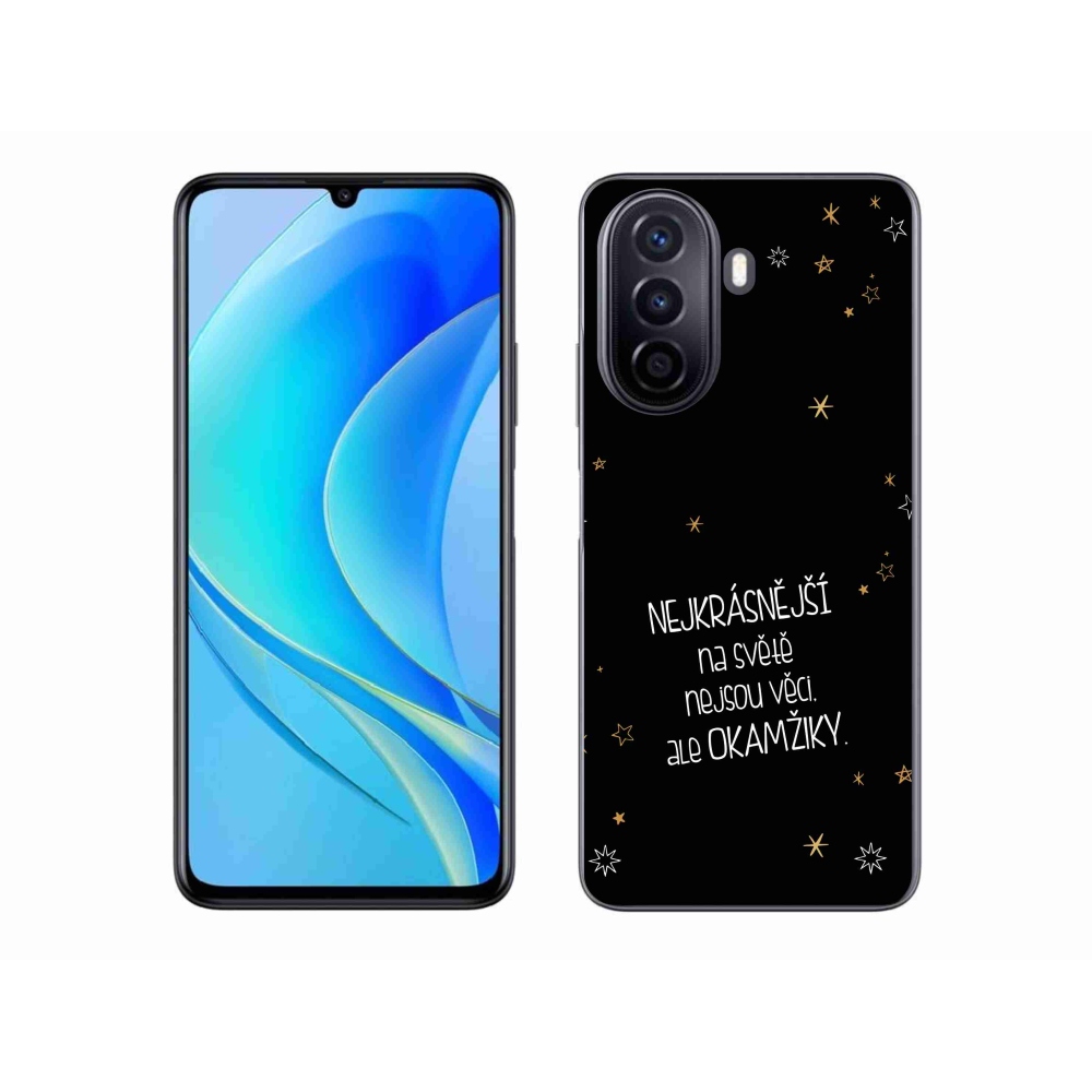 Gelový kryt mmCase na Huawei Nova Y70 - citát 4 černé pozadí