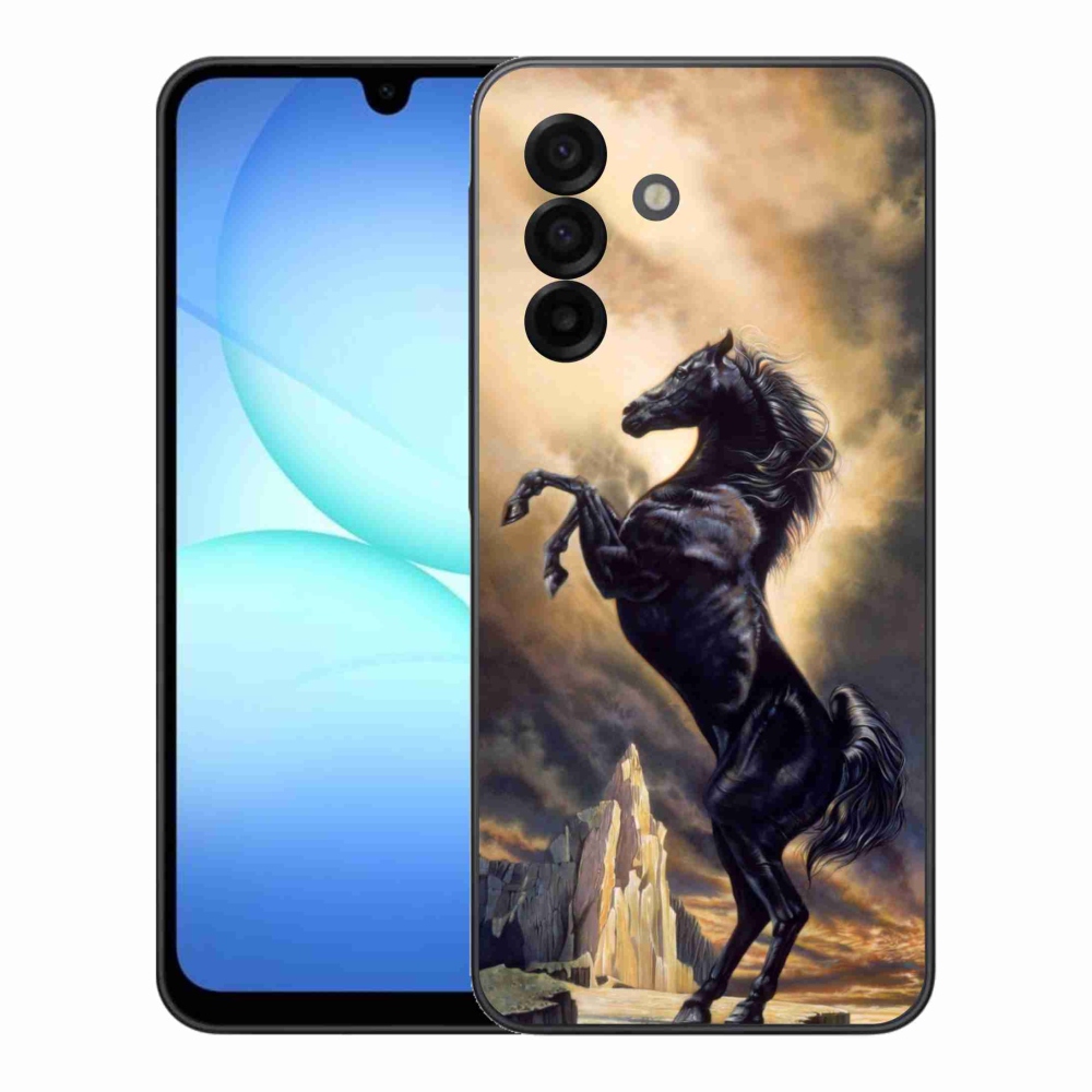 Gelový kryt mmCase na Samsung Galaxy A17 4G/5G - černý kreslený kůň
