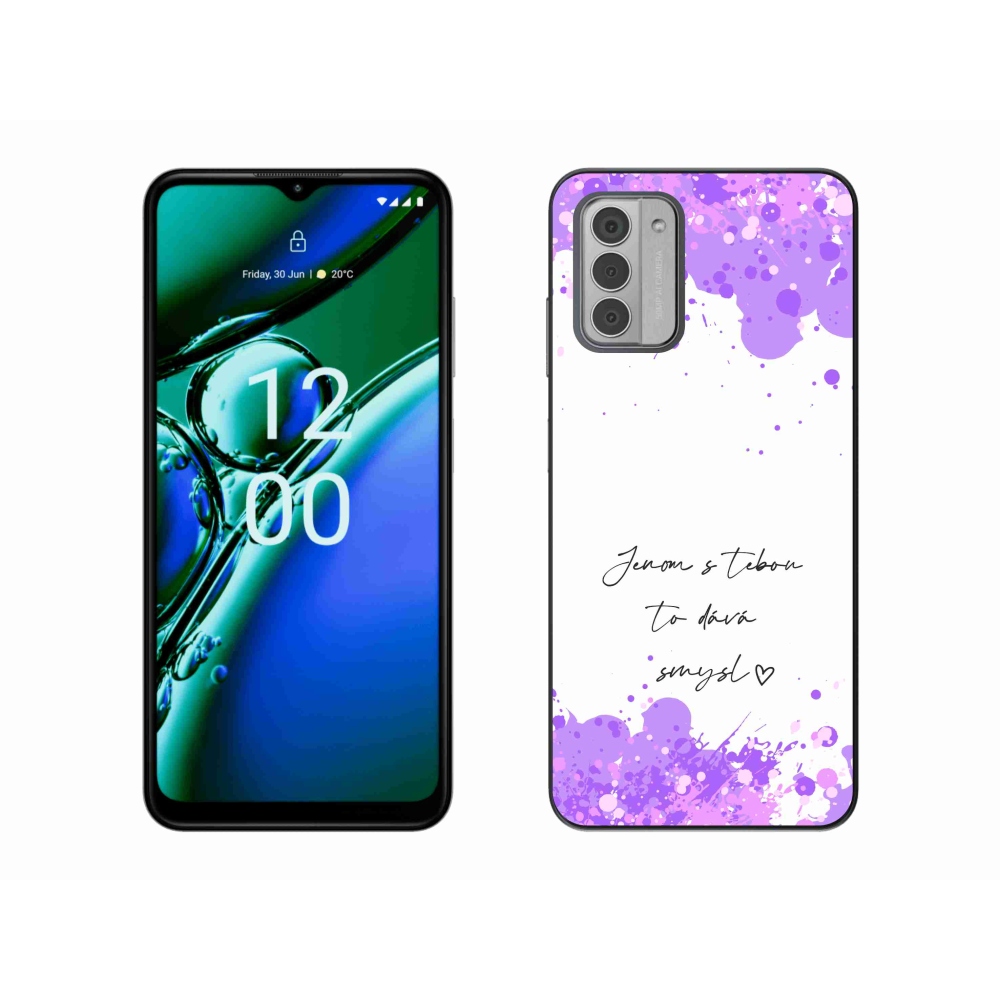 Gelový kryt mmCase na Nokia G42 - zamilovaný text bílé pozadí