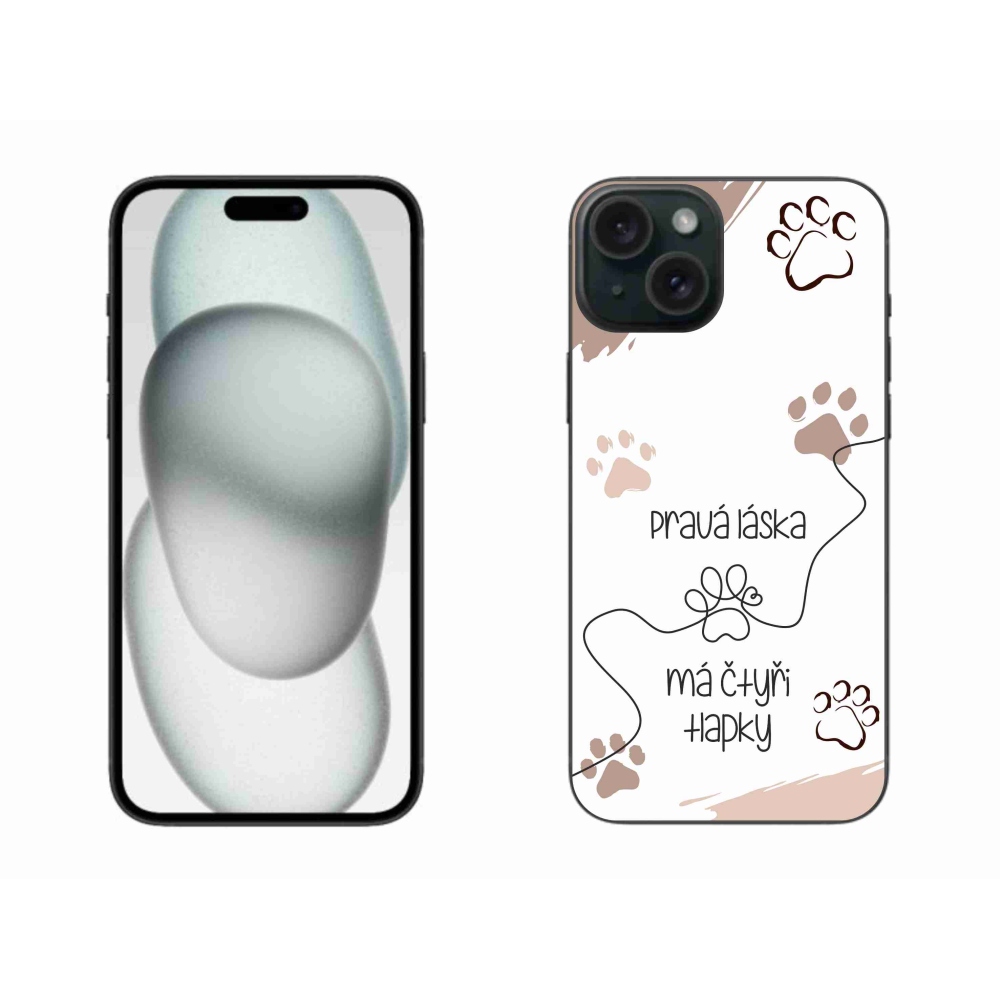 Gelový kryt mmCase na iPhone 15 Plus - psí motiv 1 bílé pozadí