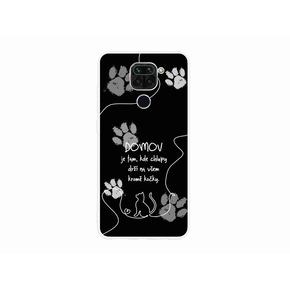 Gelový kryt mmCase na Xiaomi Redmi Note 9 - kočičí motiv černé pozadí