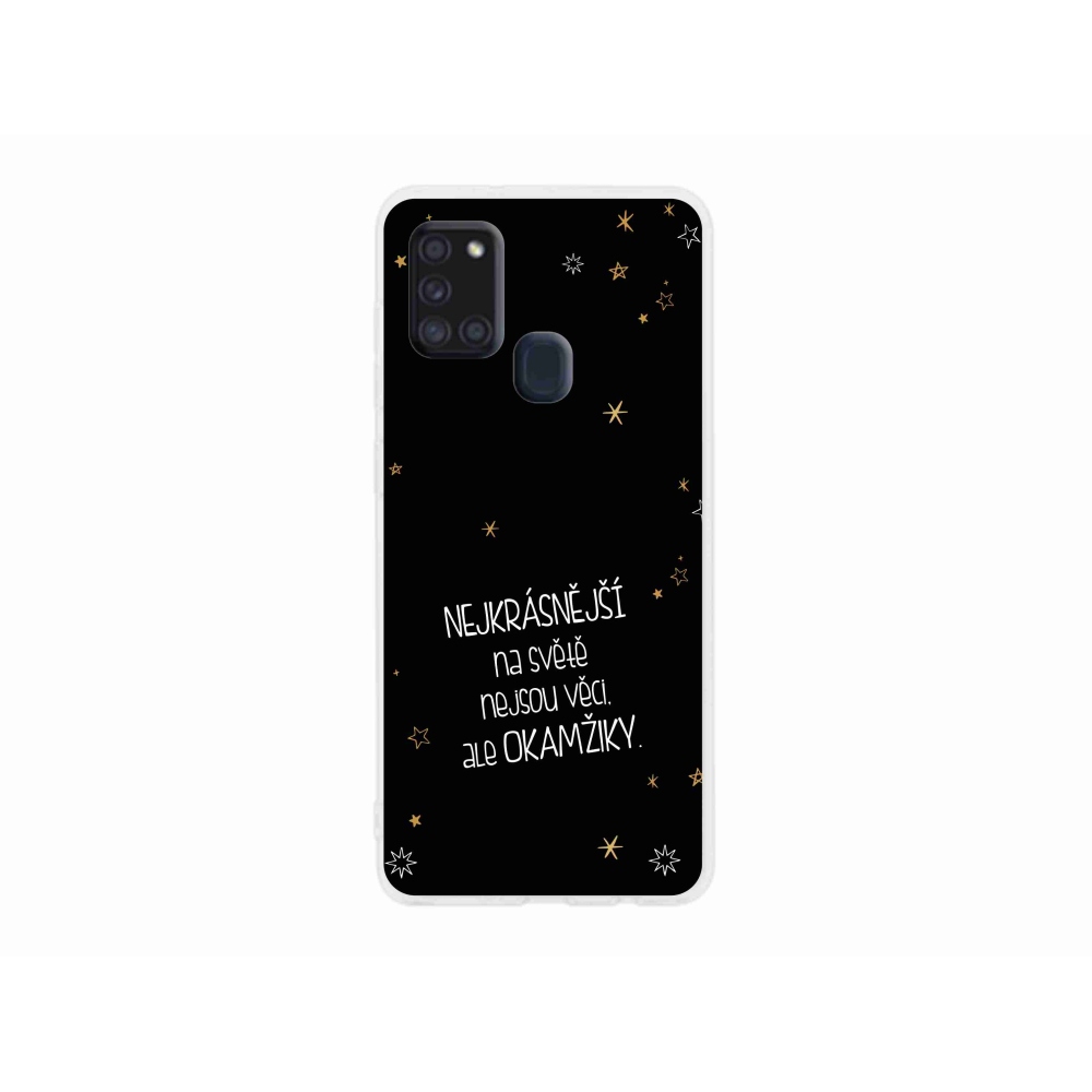 Gelový kryt mmCase na Samsung Galaxy A21s - citát 4 černé pozadí