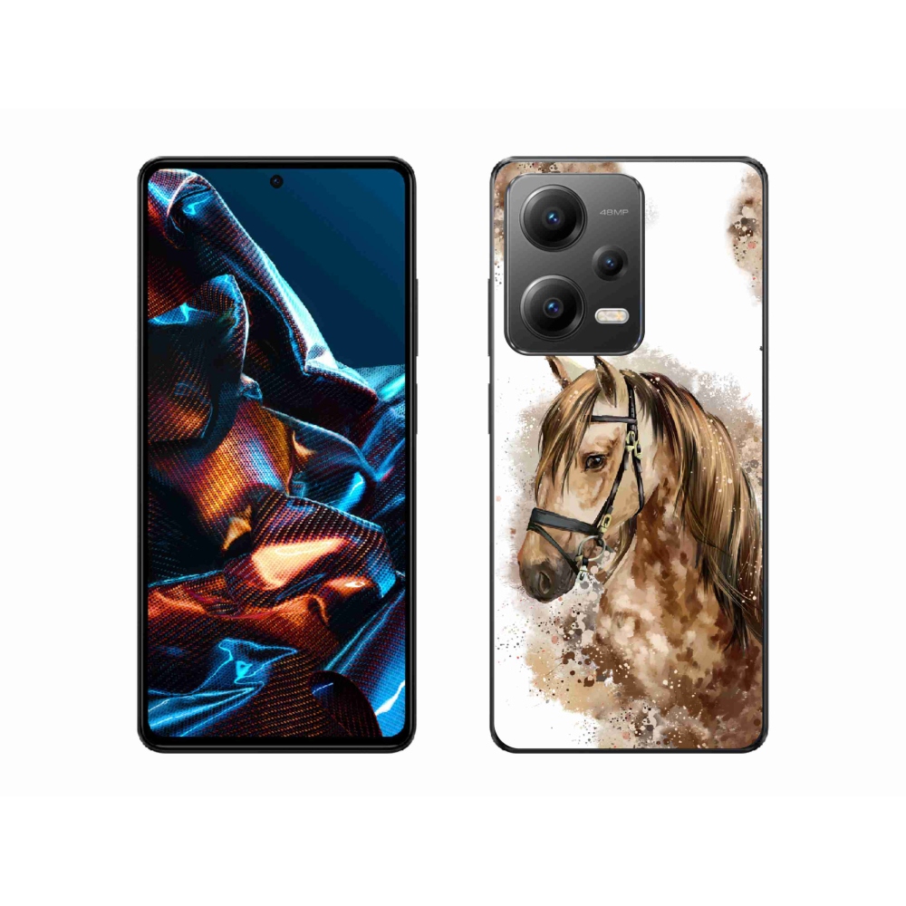 Gelový kryt mmCase na mobil Xiaomi Redmi Note 12 Pro 5G - hnědý kreslený kůň