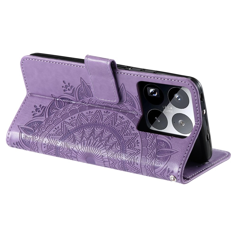 Mandala knížkové pouzdro na Xiaomi 15 Pro - fialové