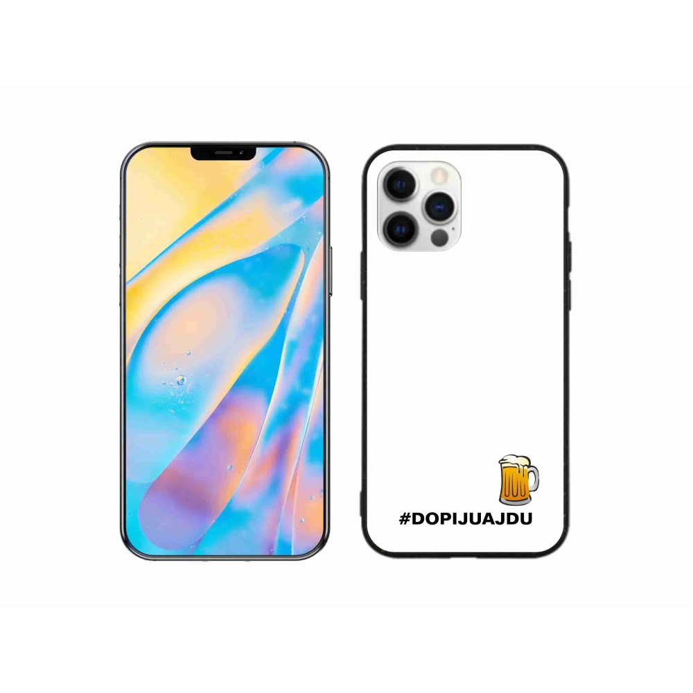 Gelový kryt mmCase na iPhone 12 - pivní motiv 1 bílé pozadí