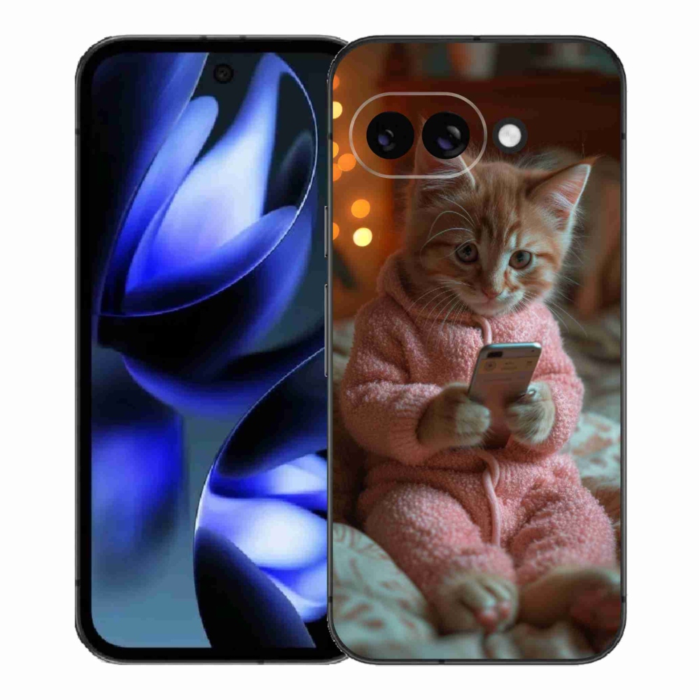 Gelový kryt mmCase na Google Pixel 9a - kotě s mobilem