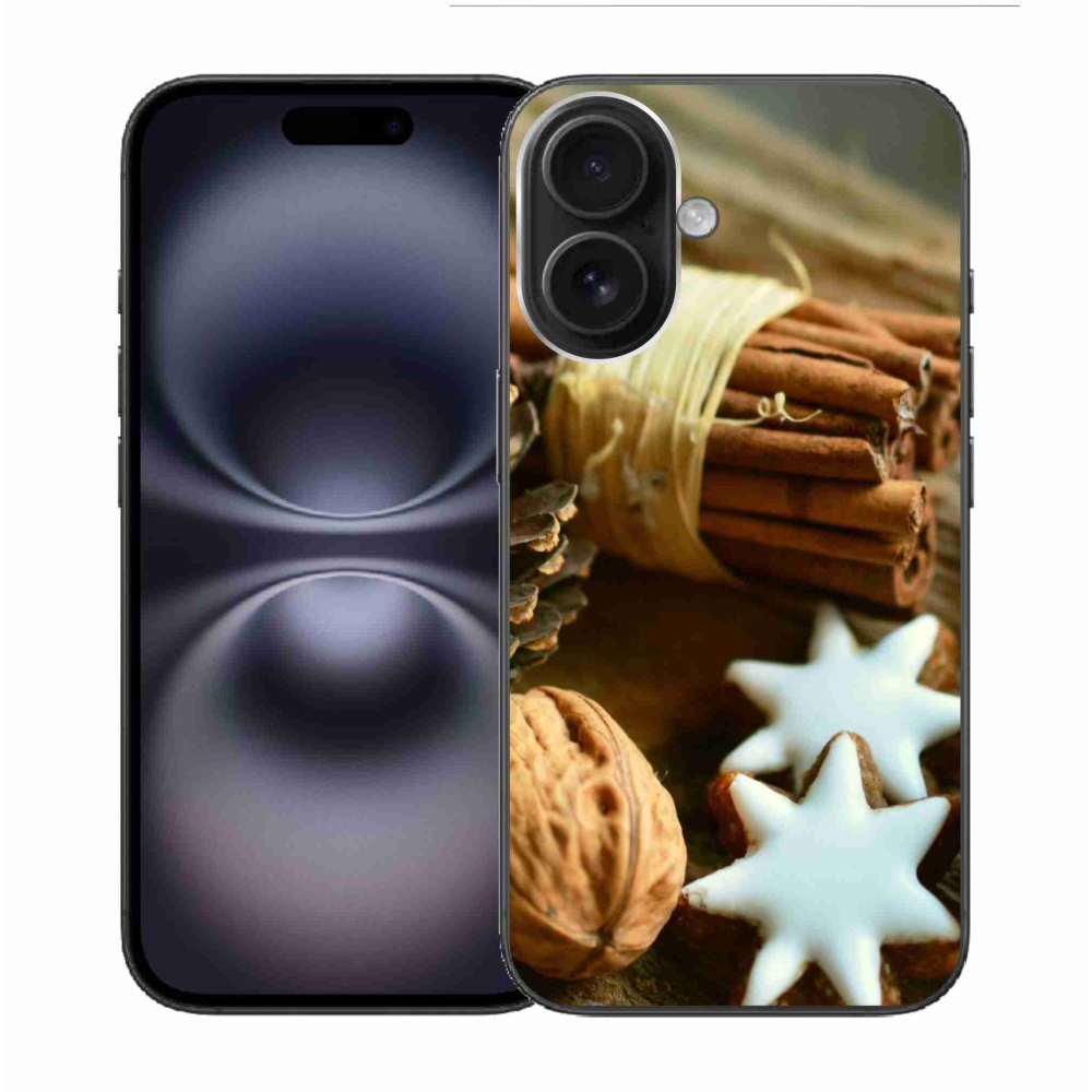 Gelový kryt mmCase na iPhone 16 - skořice a perníčky