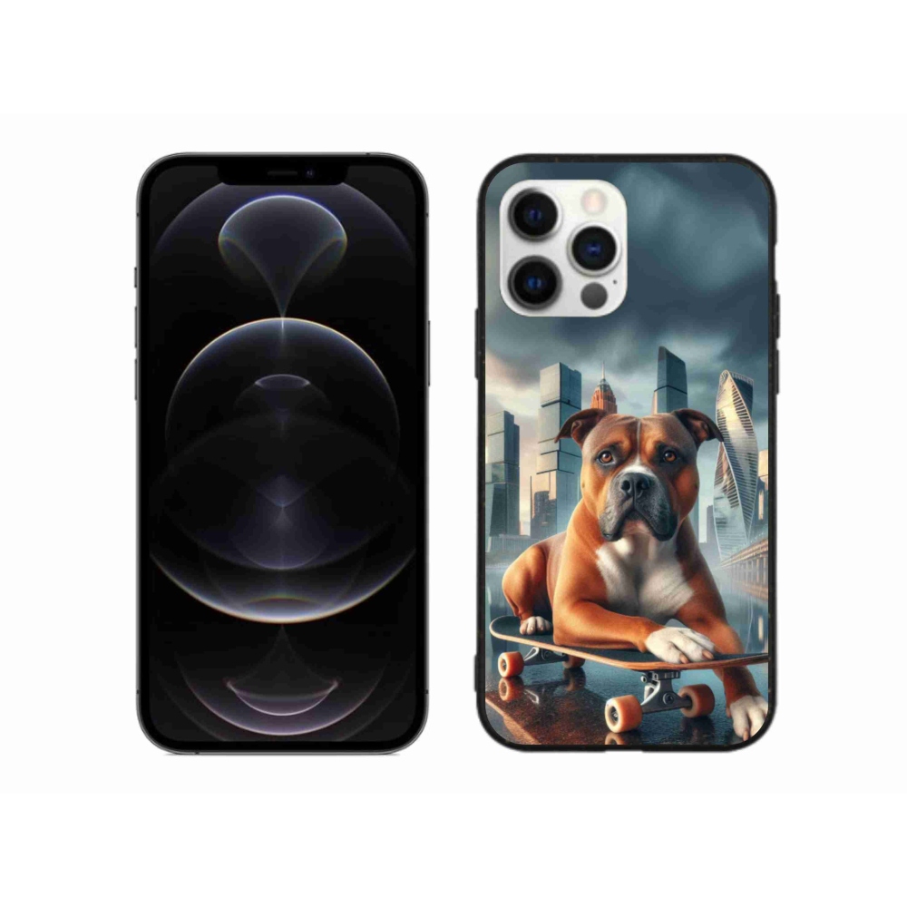 Gelový kryt mmCase na iPhone 12 Pro Max - pes na skateboardu