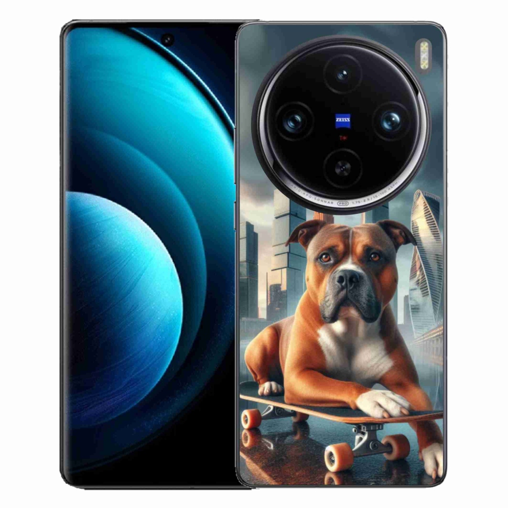 Gelový kryt mmCase na Vivo X100 Pro 5G - pes na skateboardu