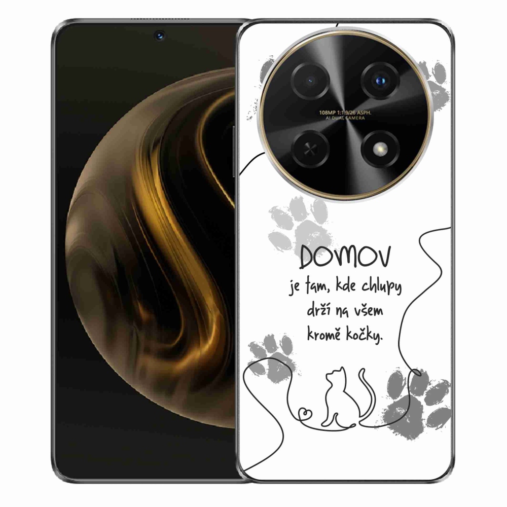 Gelový kryt mmCase na Huawei Nova 12i - kočičí motiv bílé pozadí