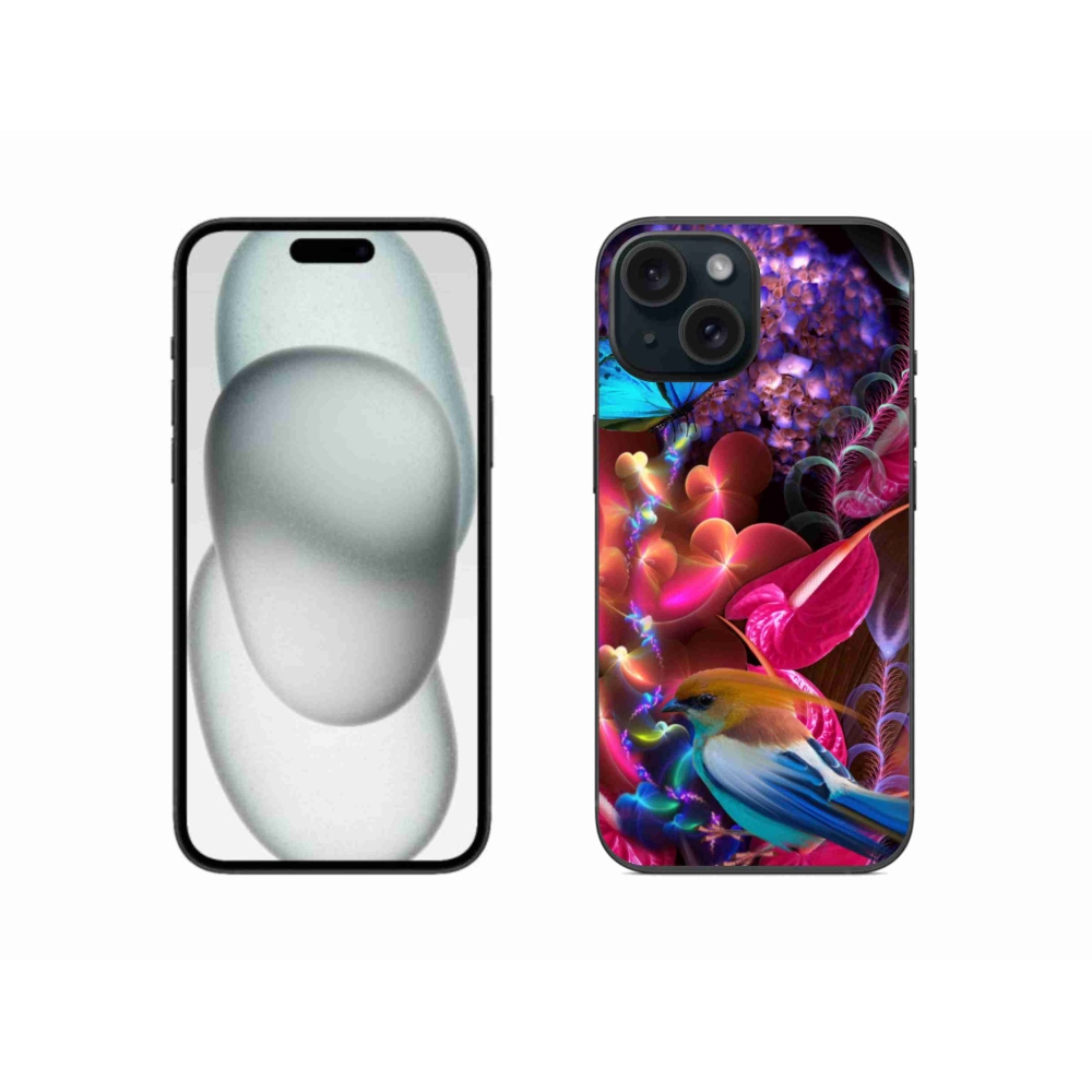 Gelový kryt mmCase na iPhone 15 - barevné květiny