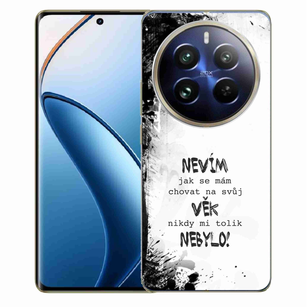 Gelový kryt mmCase na Realme 12 Pro 5G/12 Pro+ 5G - vtipný text 14 bílé pozadí