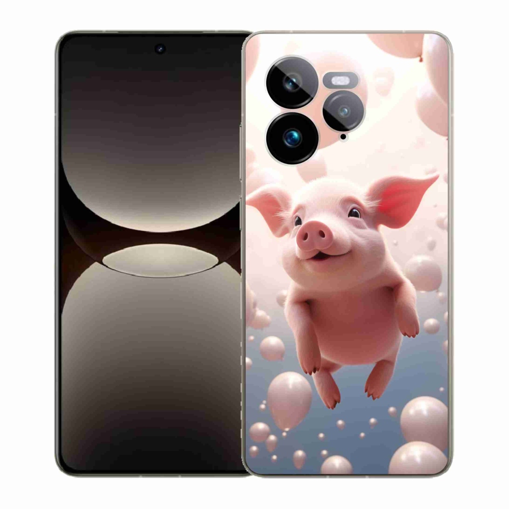 Gelový kryt mmCase na Realme GT 7 Pro 5G - prasátko s balónky